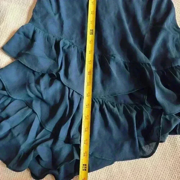 Krisa Halter Asymmetrical Ruffle mini dress Sz XS NWT Green - Picture 5 of 11